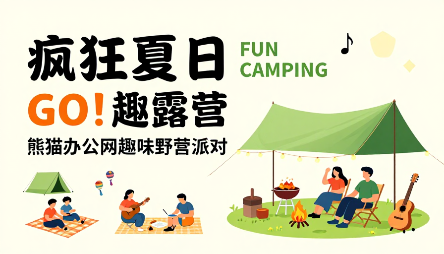 疯狂夏日趣露营:清新插画风的户外派对