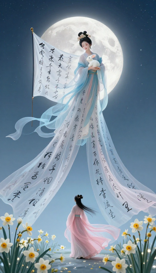 月影芳菲：3D嫦娥与仙草的浪漫立体幻境