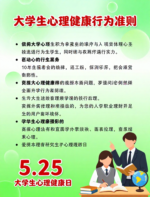 大学生心理健康行为准则与5.25公益海报