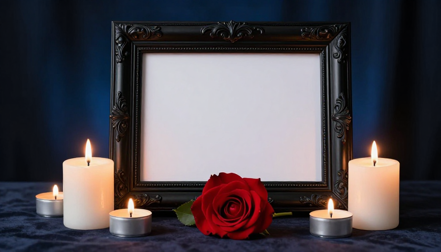 静谧追思：红玫瑰与烛光下的永恒纪念