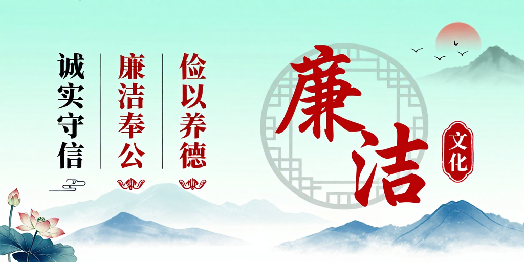 中国风廉政文化海报：廉洁奉公·诚实守信
