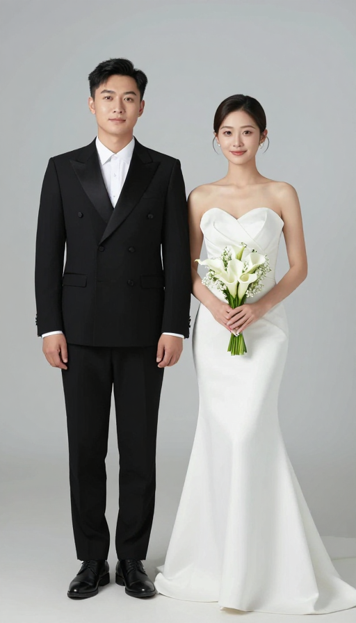 爱意满溢:亚洲新人优雅婚礼合影