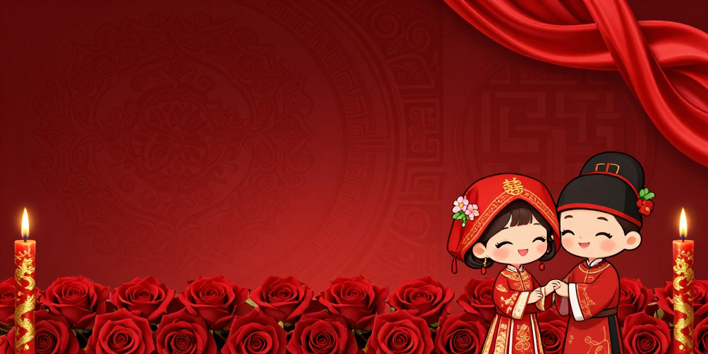 龙凤呈祥·喜庆中式婚礼红金渐变背景