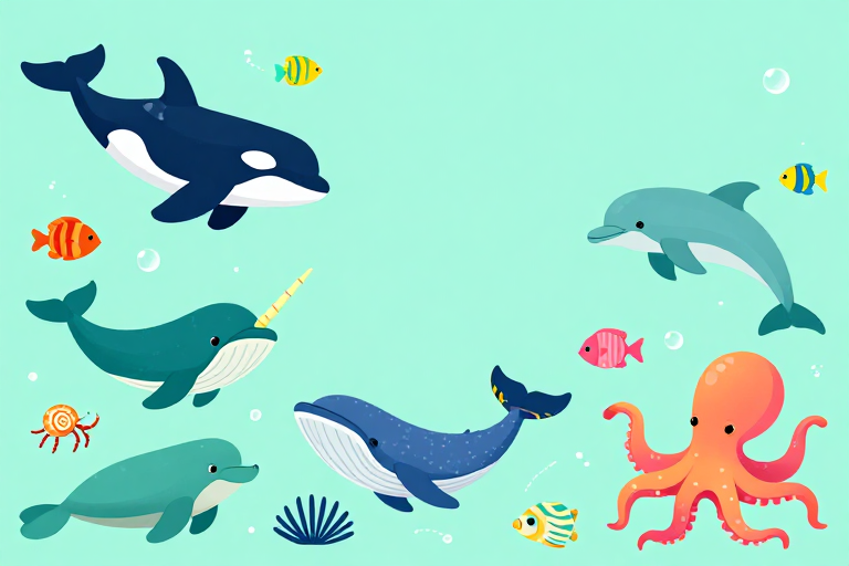 童趣海洋生物扁平插画背景图