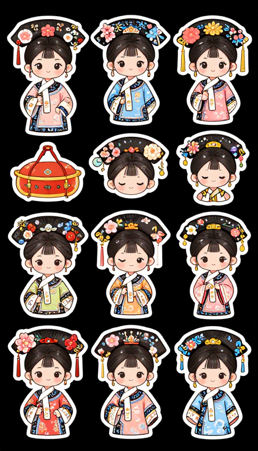 古风情韵：Q版清朝格格手帐贴纸设计