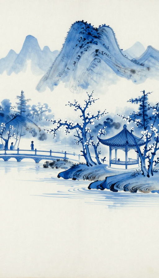 青花江南春:水墨古韵里的宋代雅境