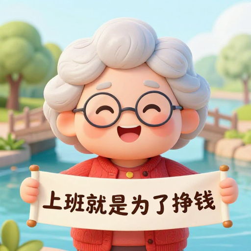 治愈系：笑谈工作的奶奶插画