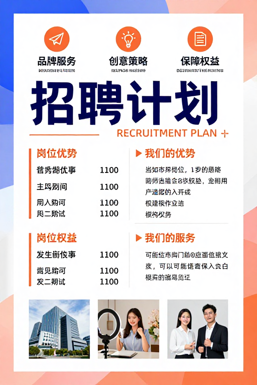 现代商务招聘海报：专业高效引才计划
