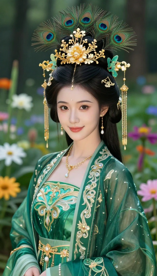 孔雀公主古风写真：高贵气质与自然光影的融合