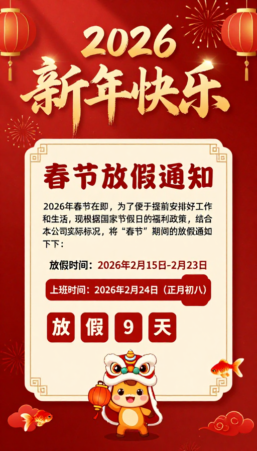 2026年春节喜庆公告：传统设计与吉祥祝福