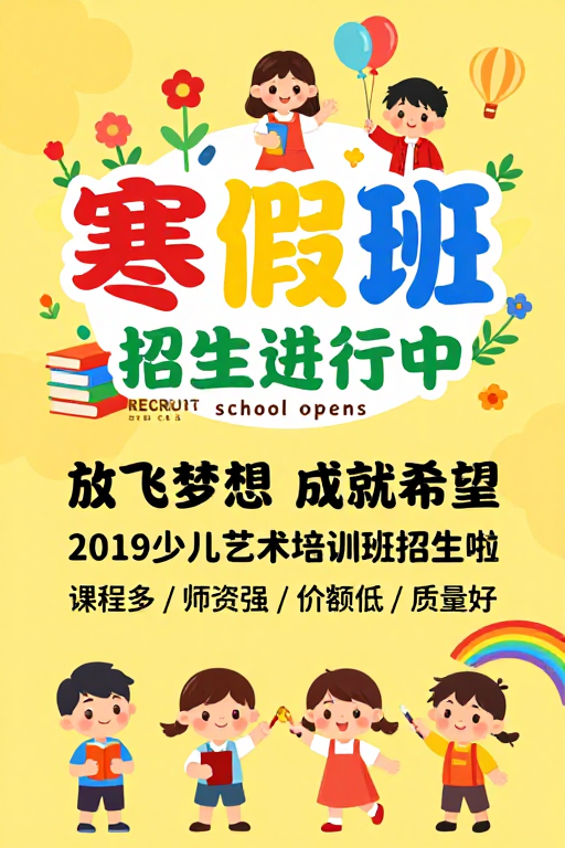 活力寒假班招生 童趣插画吸引家长