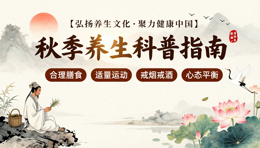 古风水墨秋季养生海报：健康文化与现代传播
