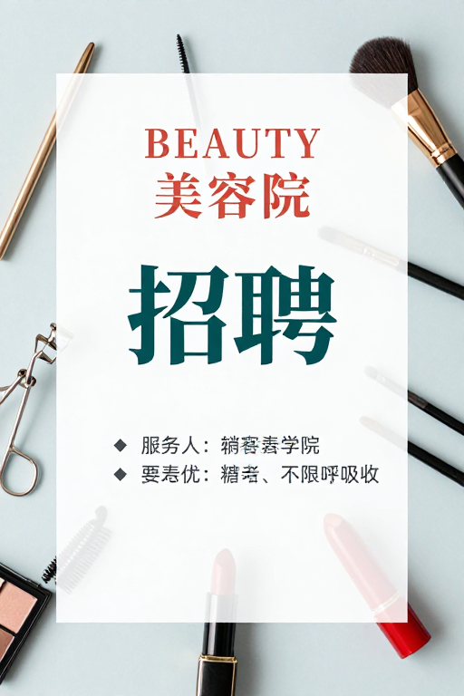 简约风格：高端美容院招聘海报设计