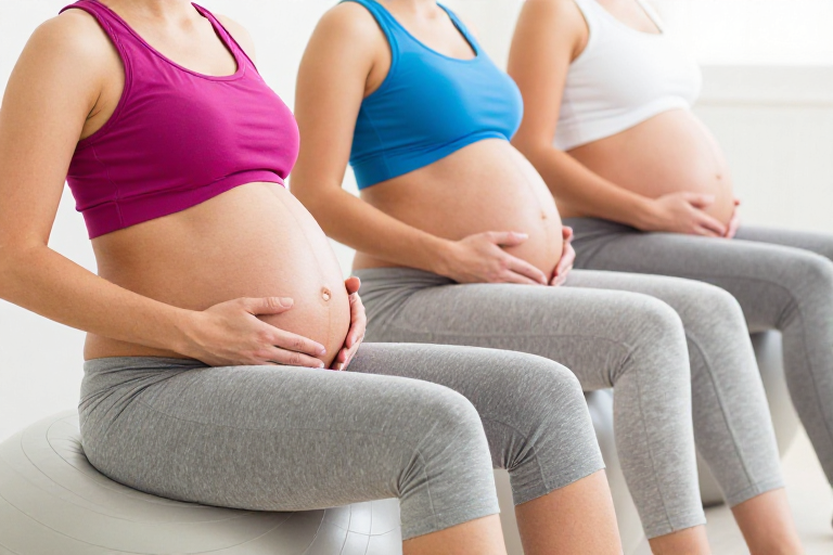 三位孕妈舒适健身：柔光摄影展现孕期健康之美