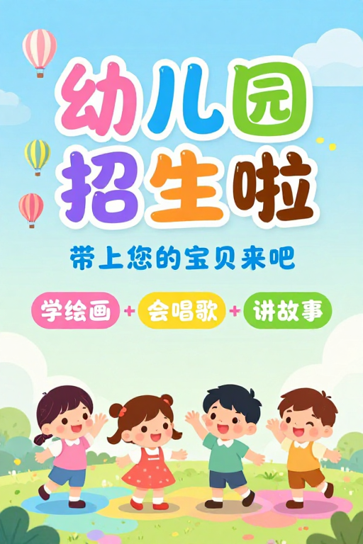 清新童趣幼儿园招生海报设计