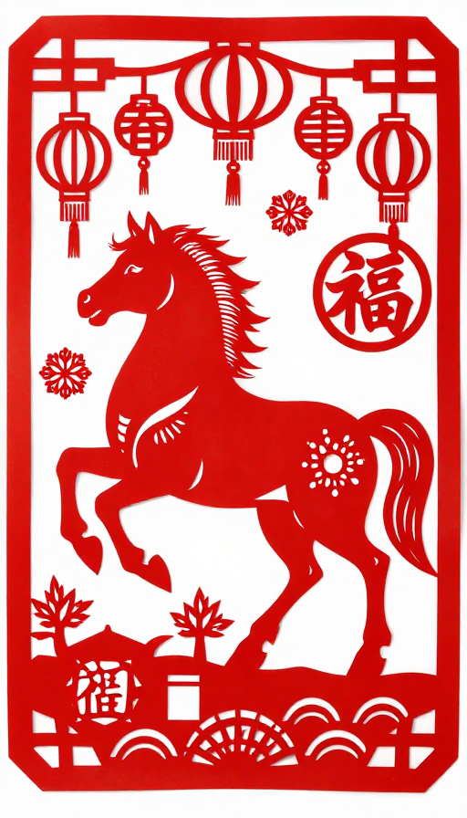 马年剪纸艺术：传统吉祥图案