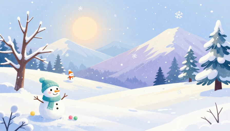 冬日童话：水彩雪人雪景插画