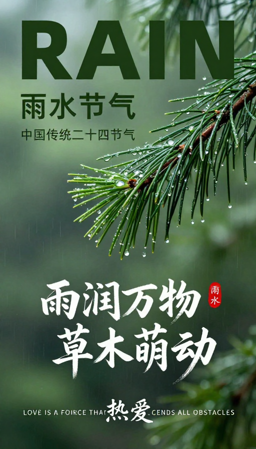 雨水节气清新诗意海报设计