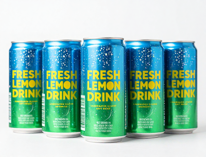 蓝绿渐变柠檬汽水罐