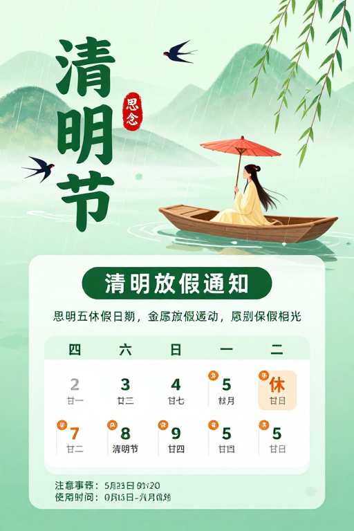 清明佳节·诗意放假通知