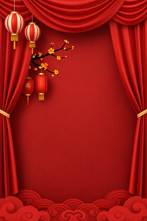 红韵祥瑞：中式喜庆舞台背景