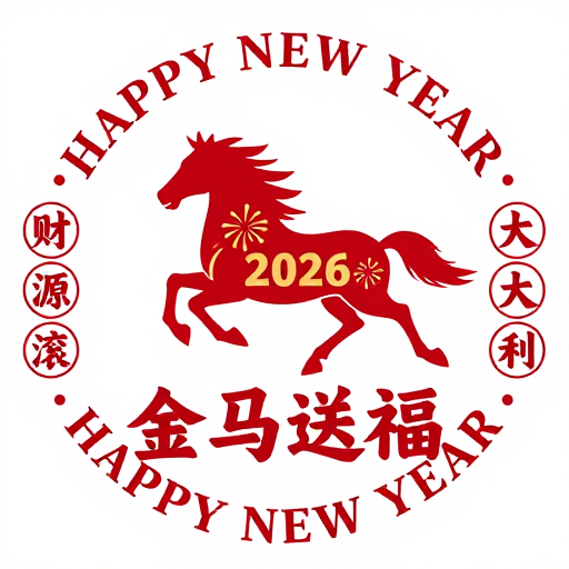 2026新年贺图：金马送福，财源滚滚大吉大利