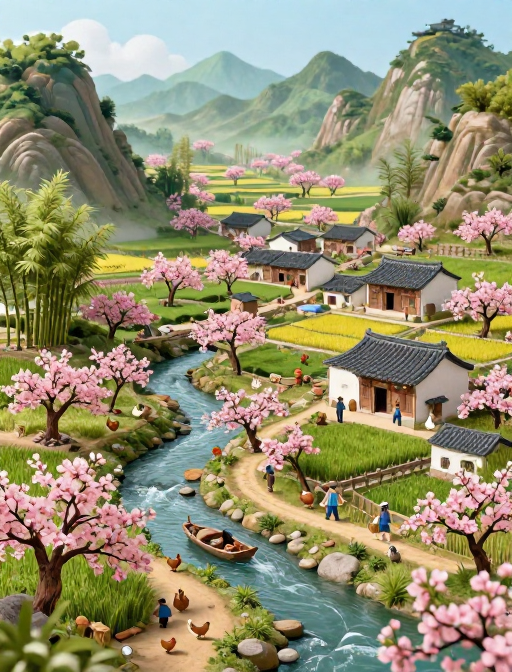 微观桃花源:高饱和度的美丽乡村风光