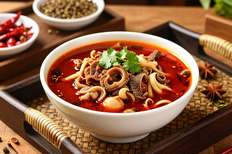 红油麻辣牛杂汤:精致呈现,诱人食欲