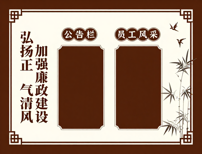 中式廉政文化宣传栏设计:深棕米白庄重典雅风格