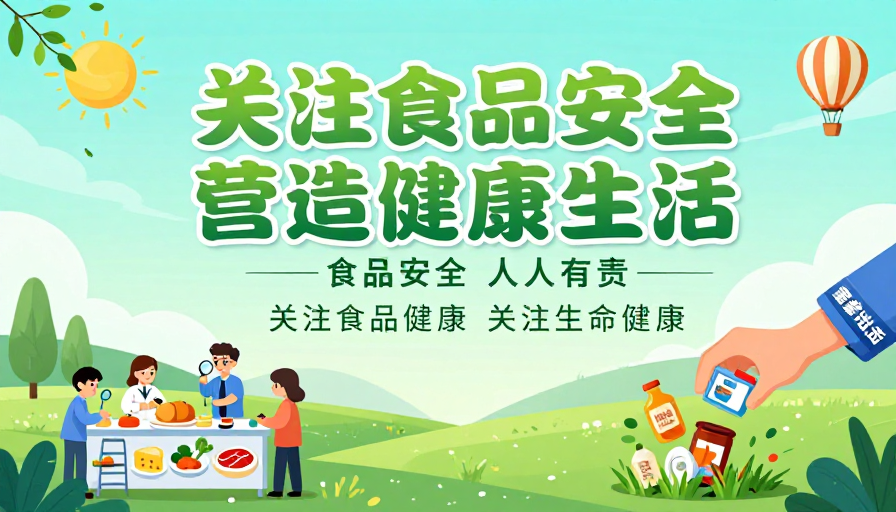 清新插画风食品安全公益海报
