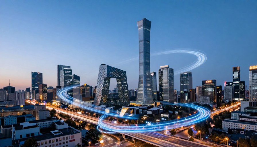 中央电视塔辉映未来科技都市的璀璨夜色