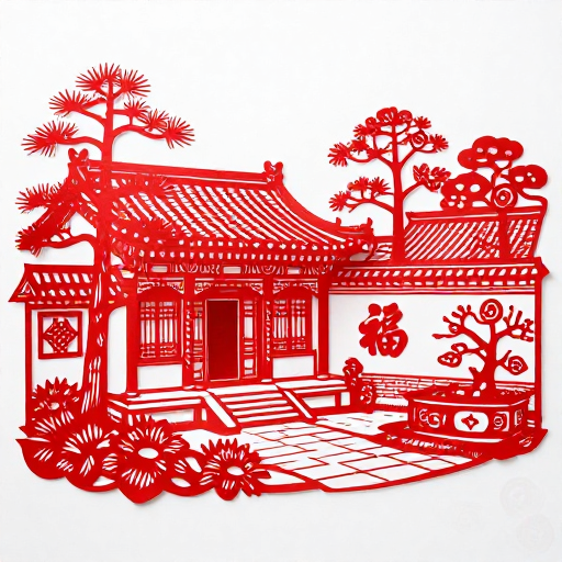 非遗剪纸·北京三进四合院微缩景观
