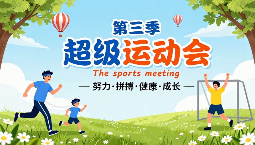 阳光童趣:儿童运动主题宣传插画海报