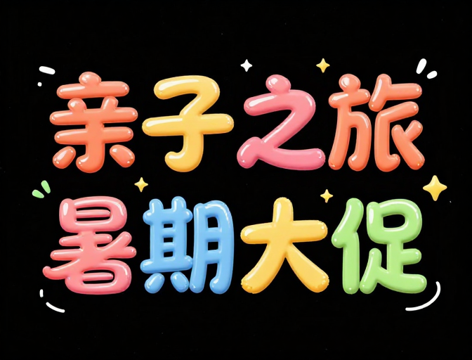 亲子恐龙卡通童趣夏日促销创意字体海报