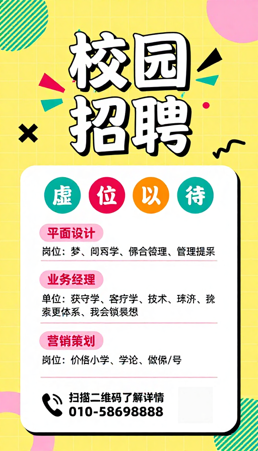 青春活力:现代手绘风校园招聘海报设计