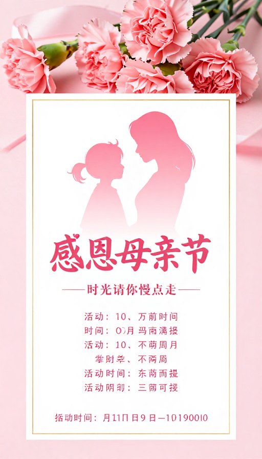 母亲节温情海报:柔和粉调简约设计