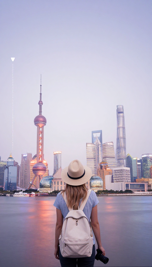 双面光影:女性剪影与上海夜景的双重曝光