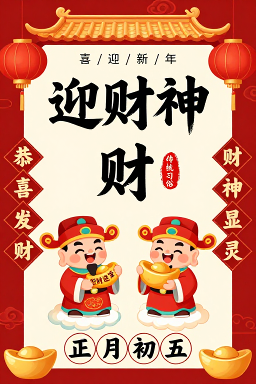 迎财神·新春传统喜庆海报设计