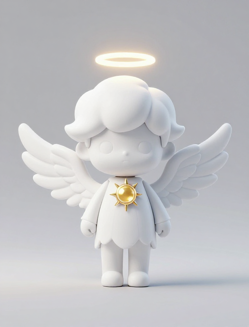 极简Q版炽天使手办：3D渲染设计展示