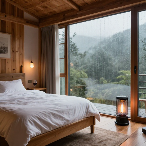 治愈系原木风卧室：雨天中的温暖小窝