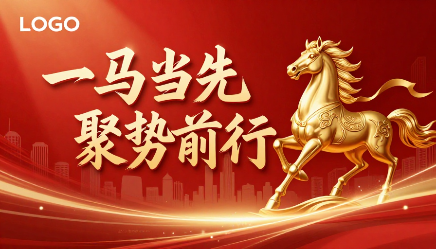 商务庆典：金色奔马引领进取精神