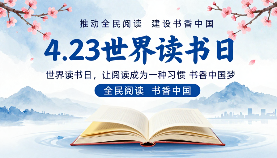 淡雅水墨书香中国 世界读书日海报