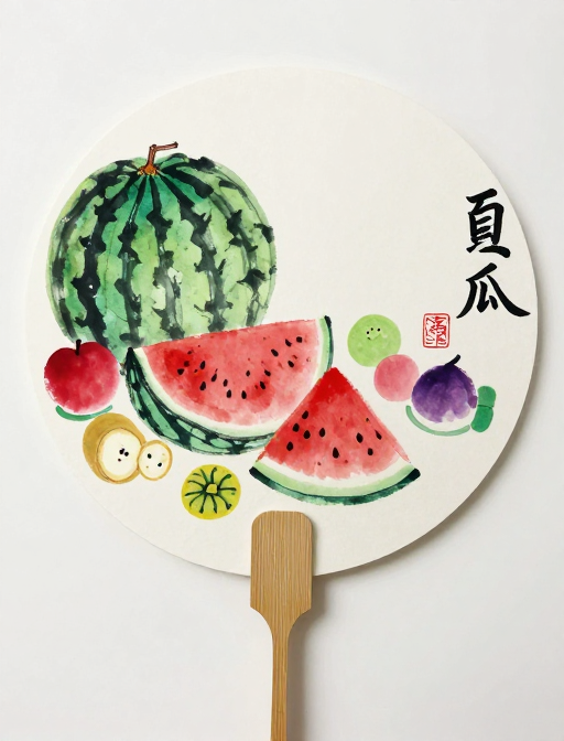 夏日趣味团扇:大写意水彩水果彩绘