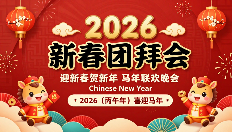 2026新春团拜会:喜庆中国风新年海报