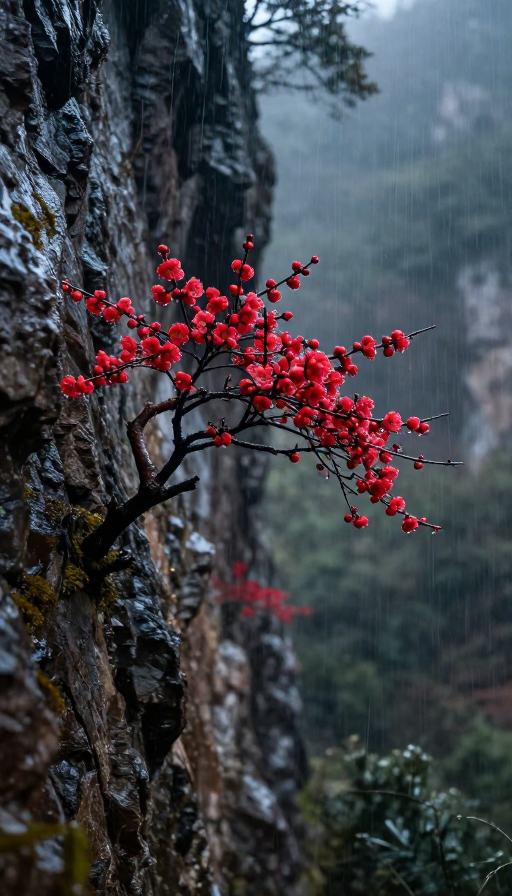 深山雨后红腊梅：雨滴晶莹的摄影杰作