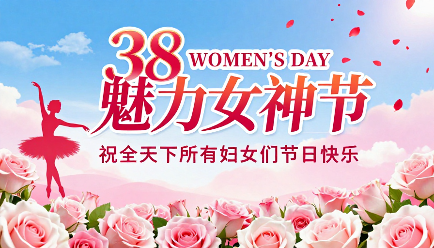 国际妇女节：红色玫瑰与梦幻色彩的浪漫庆典