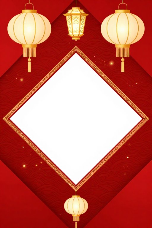 金红中国节庆背景:菱形留白宫灯设计
