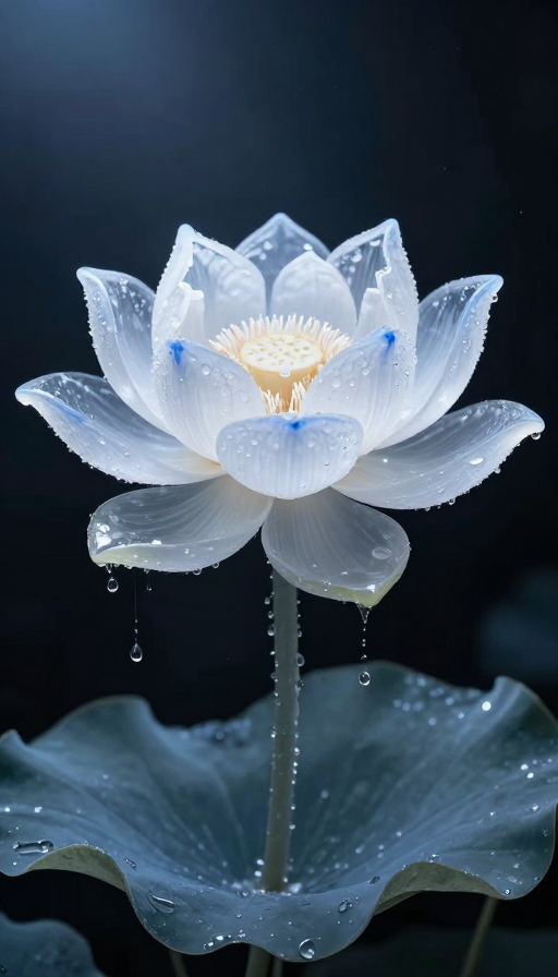 冰晶莲花绽放：冷调光影艺术摄影