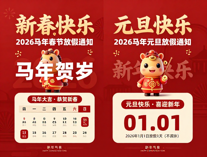 2026马年新春元旦喜庆中国风节日海报设计