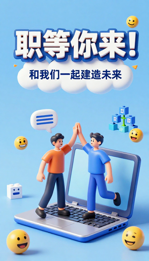 乐高积木风招聘海报:职等你来,共筑未来!